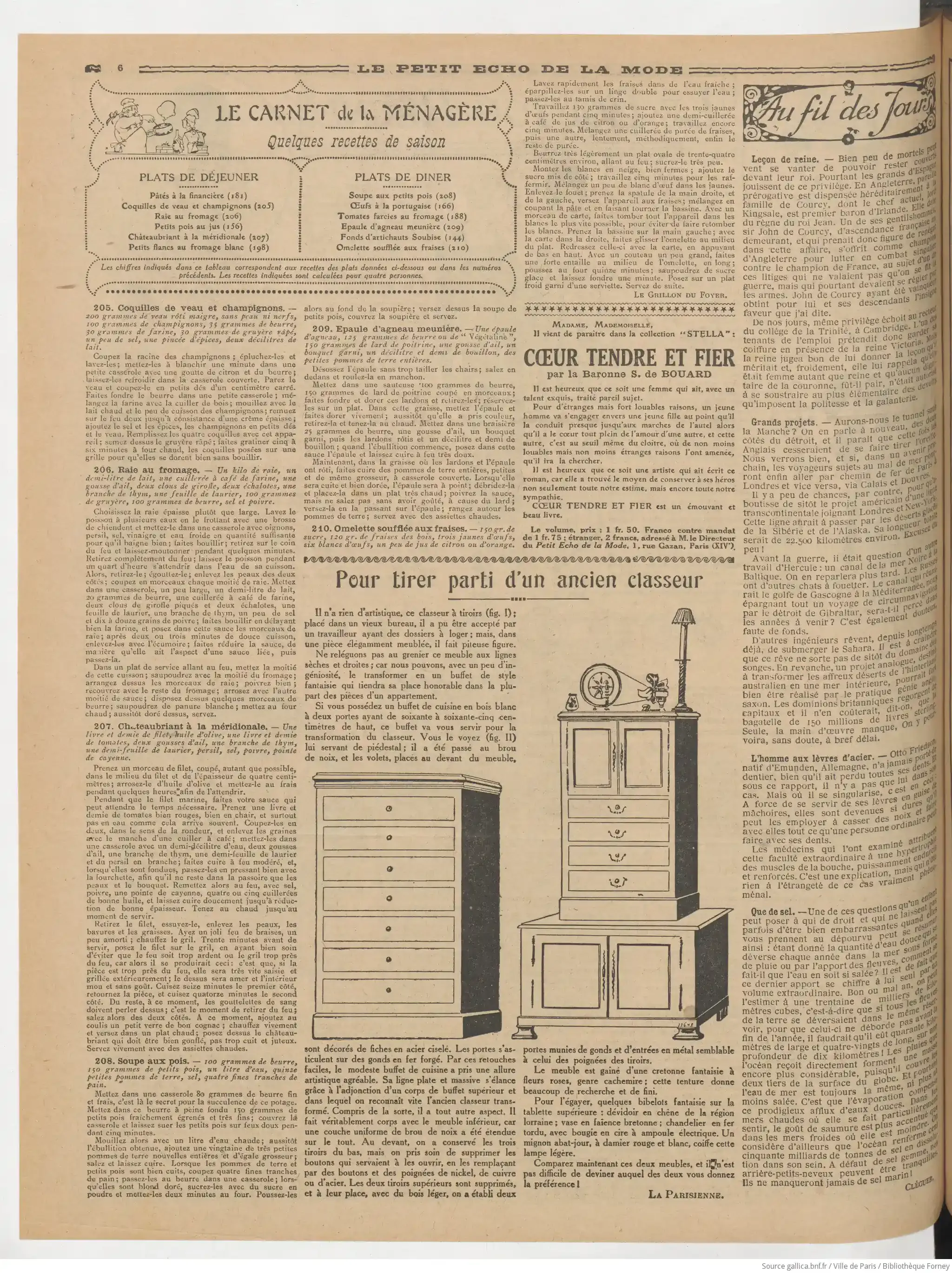 Le carnet hebdomadaire de la ménagère