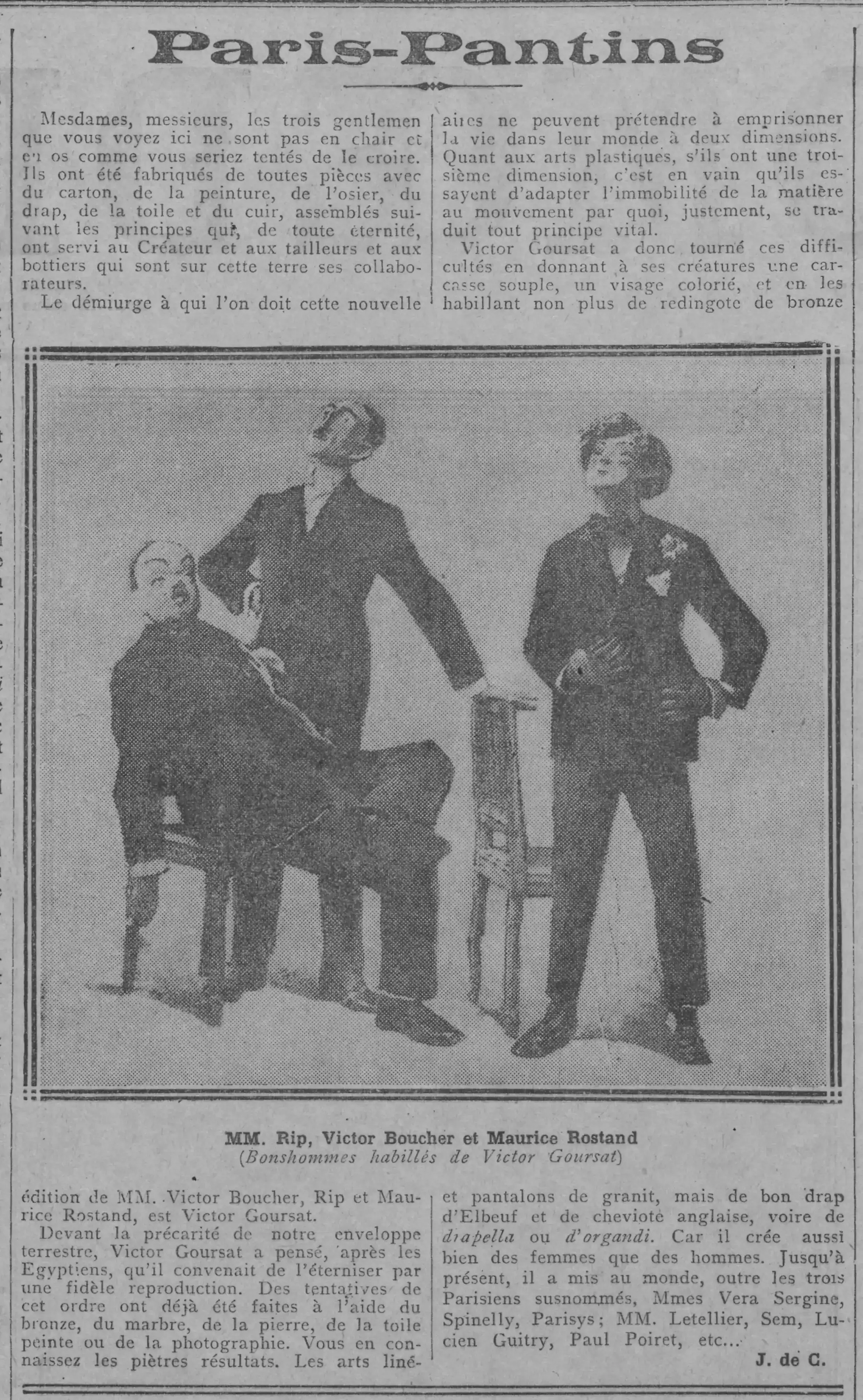 Des statues faites de carton et d'osier 24 août 1924