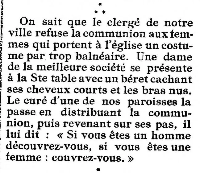 Une brève humouristique sur le curé d'Arcachon 24 août 1924