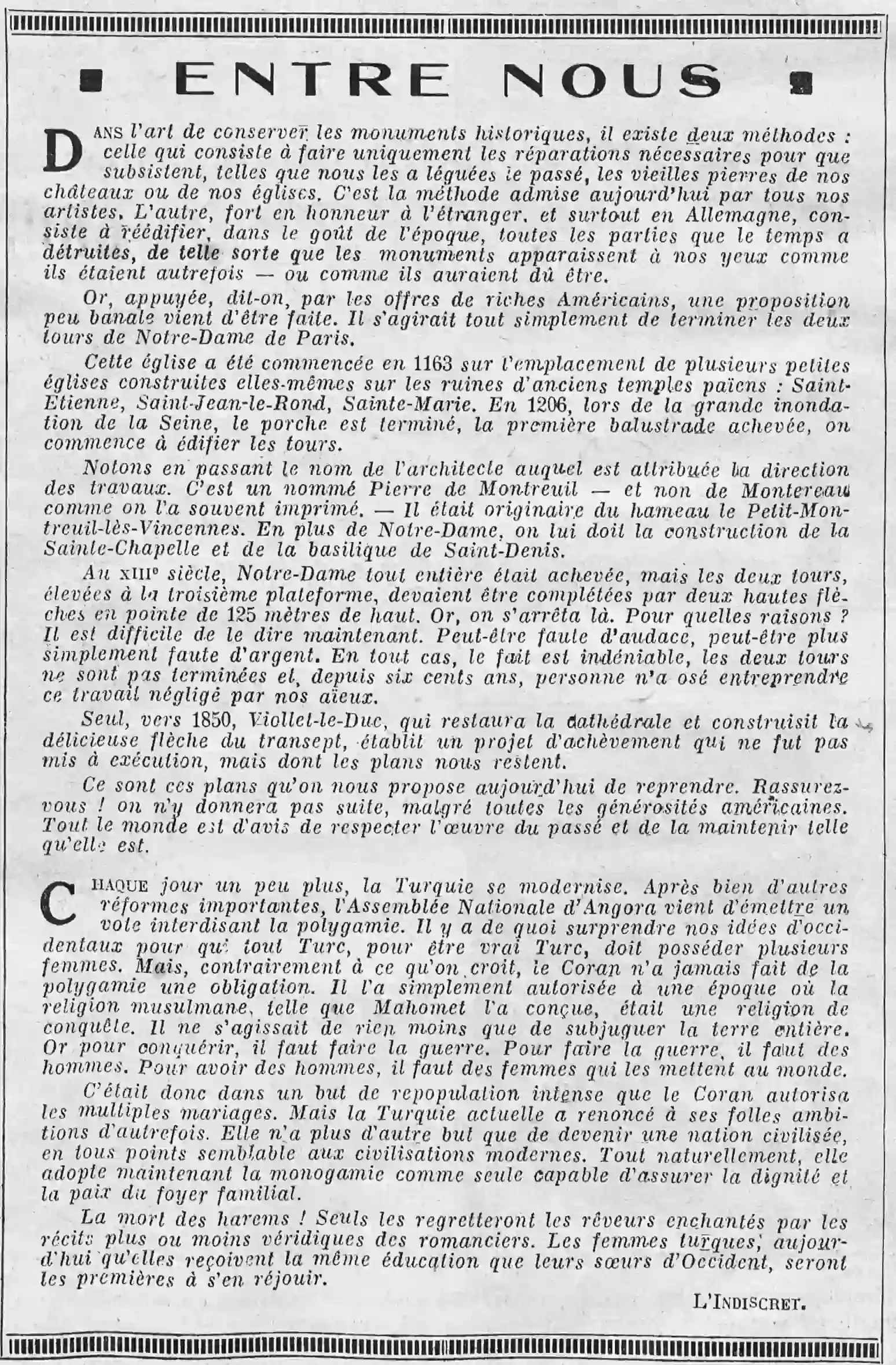 l'art de conserver les monuments historiques 24 août 1924