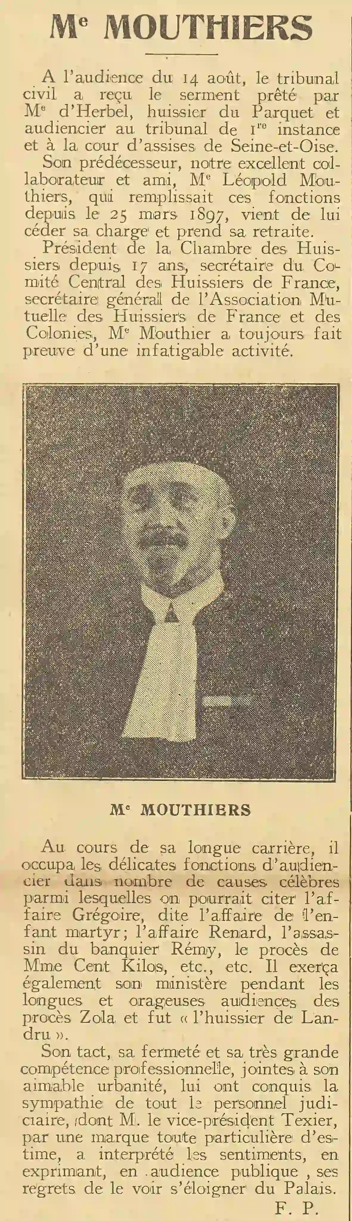 Me Mouthiers, en photo avec sa robe et sa toque 24 août 1924