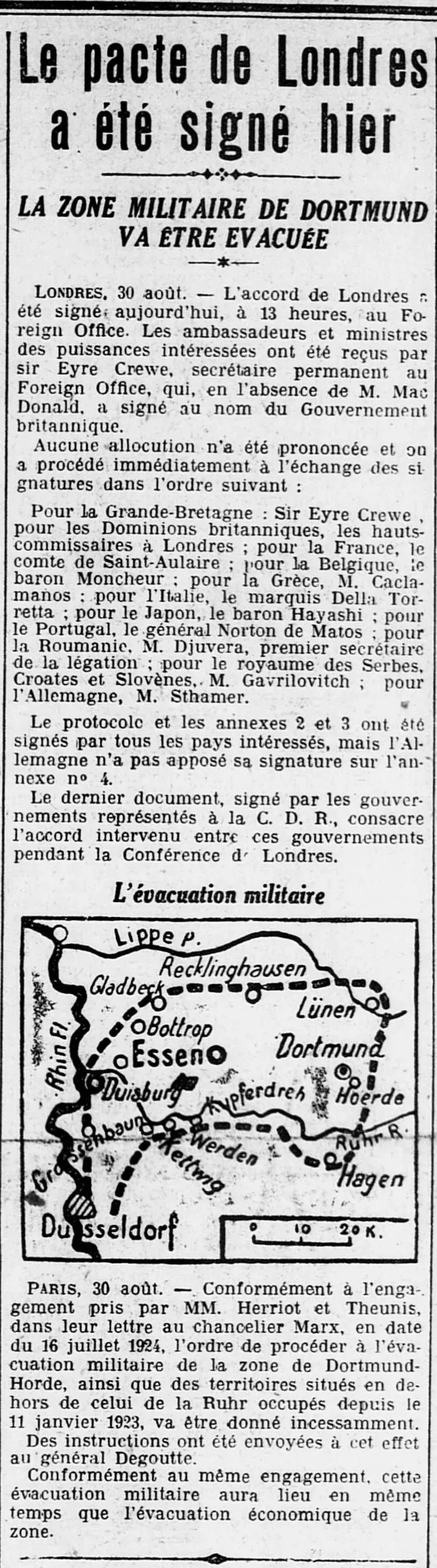 Le Pacte de Londres a été signé hier