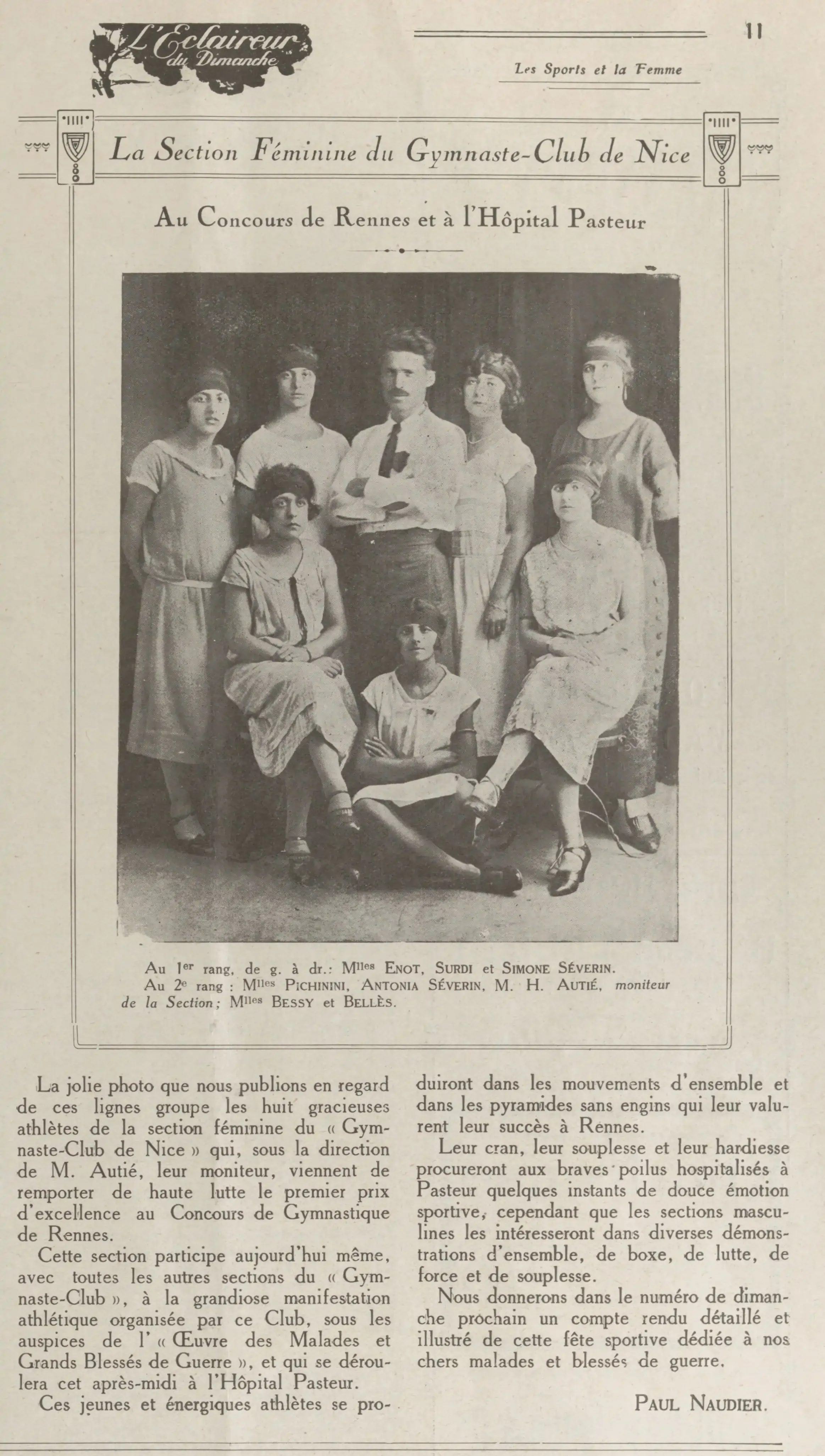 Les Sports et la Femme, la Section Féminine du Gymnase-Club de Nice