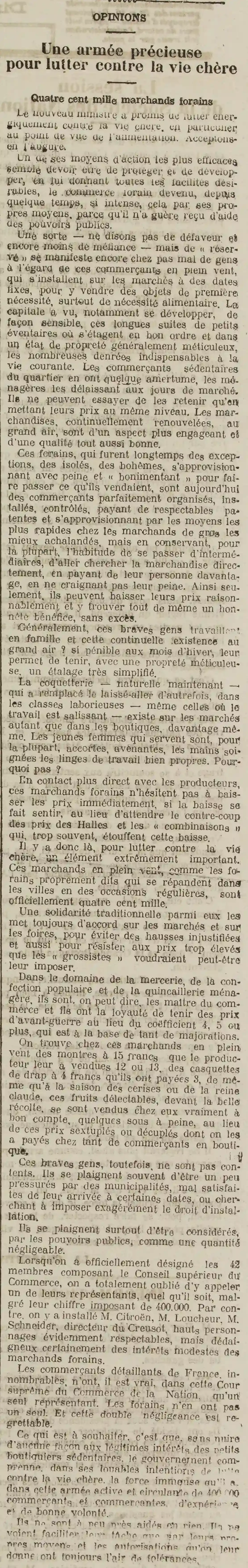 Une armée précieuse pour lutter contre la vie chère