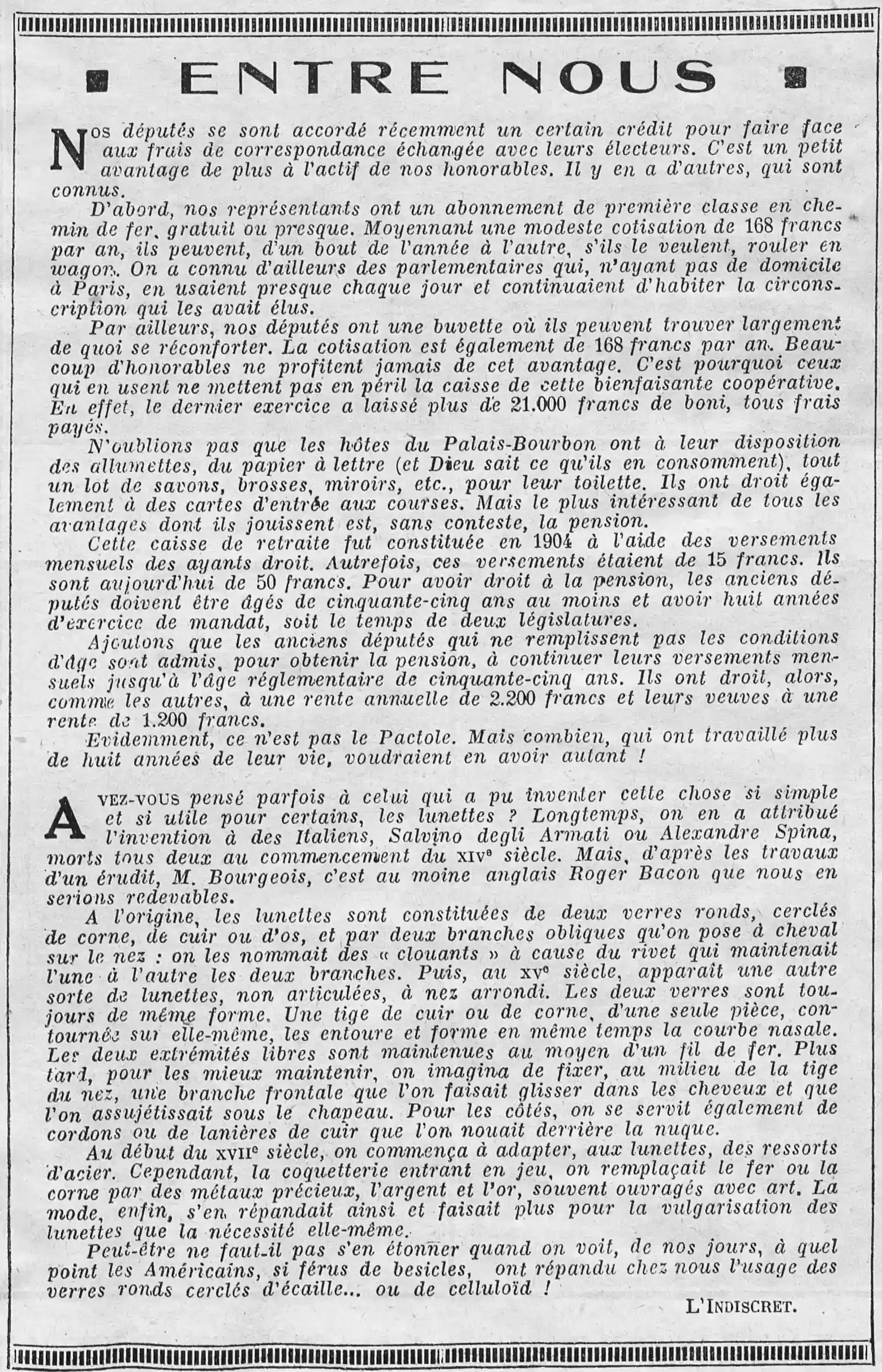 un nouveau crédit que se sont accordés nos députés