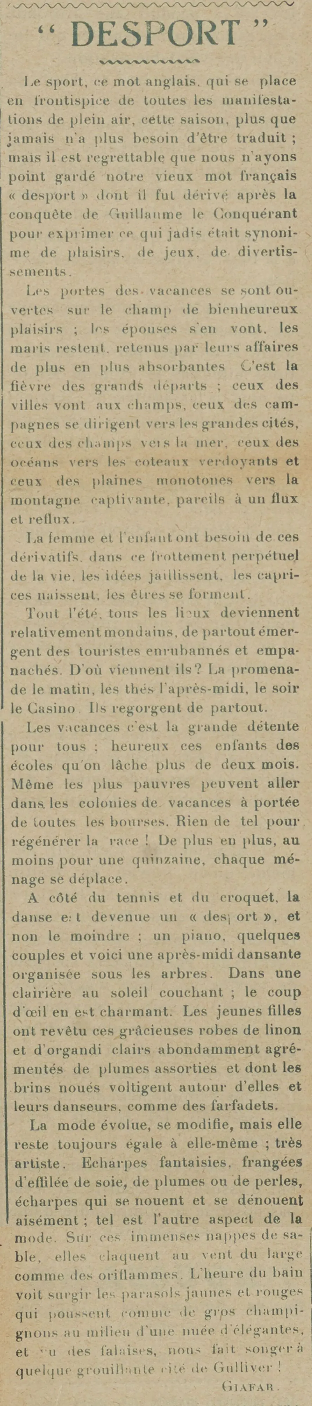 Vocabulaire : dit-on " le sport " ou le " desport " ?