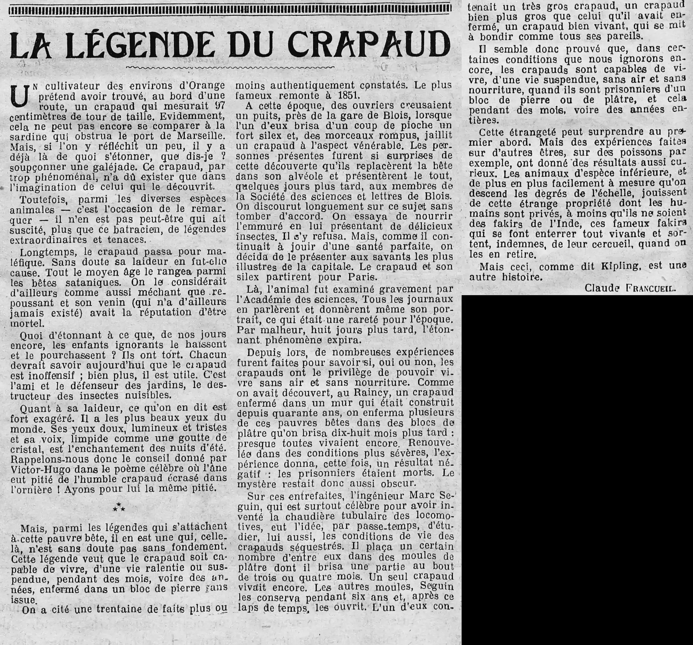  la légende du crapaud