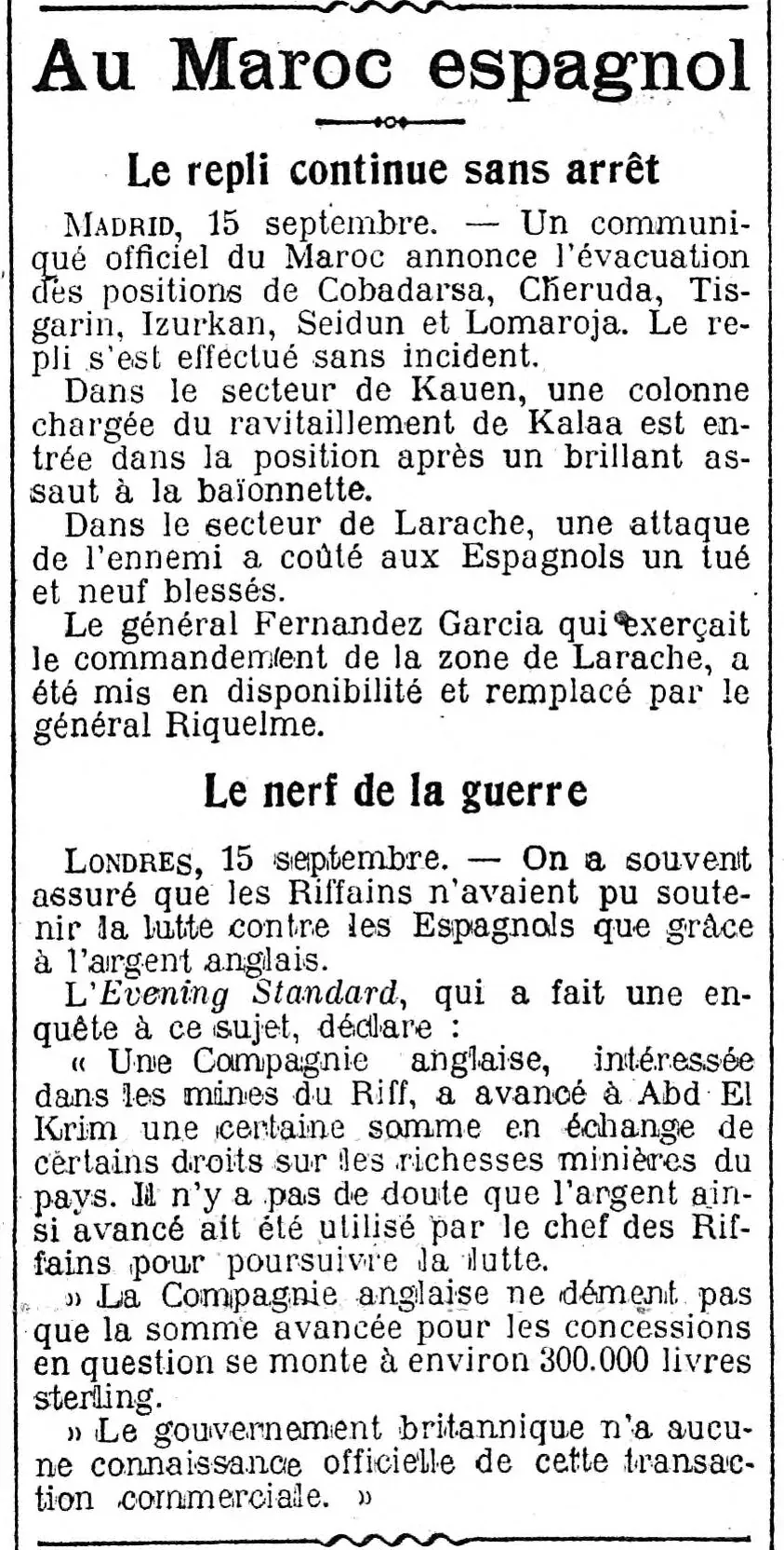  Au Maroc espagnol, le repli continue