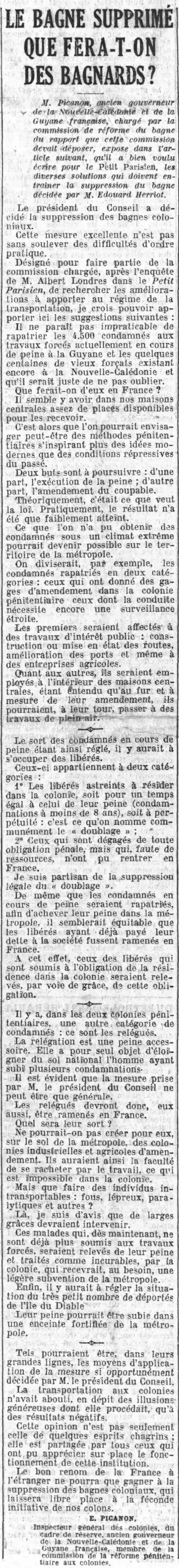 Après l'enquête de M. Albert Londres