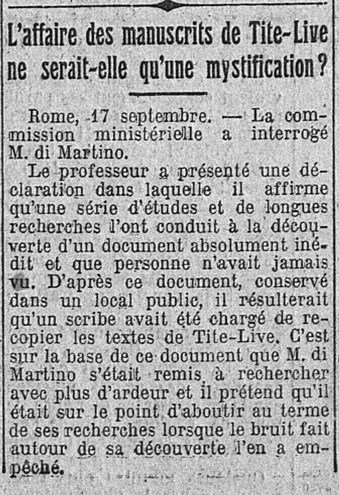 L'affaire des manuscrits de Tite-Live