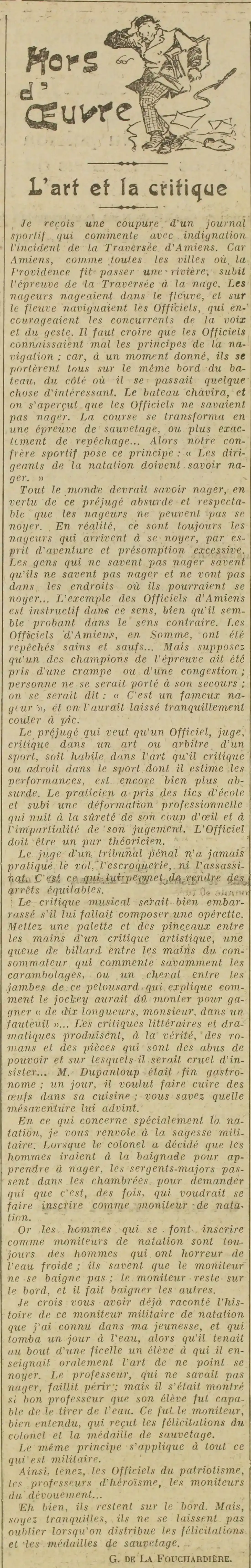 L'art et la critique