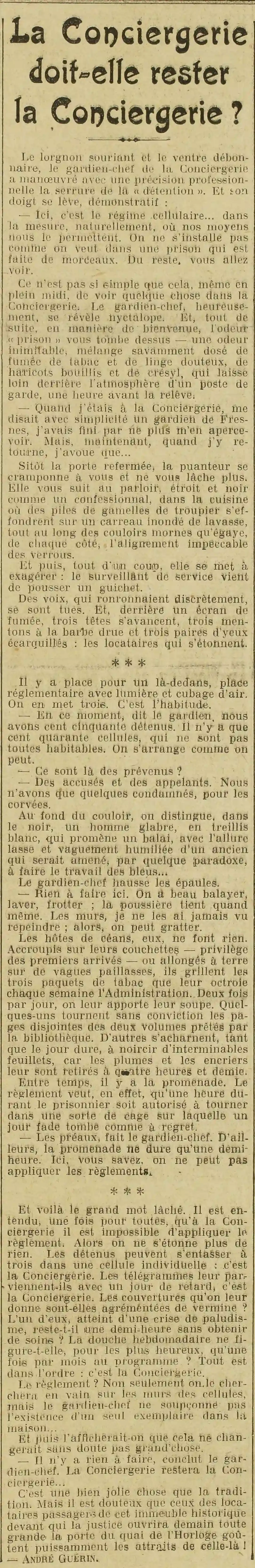 La Conciergerie doit-elle rester la Conciergerie
