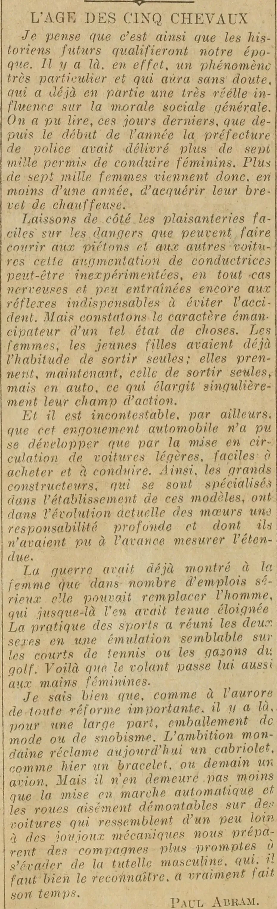 L'âge des cinq chevaux est un phénomène
