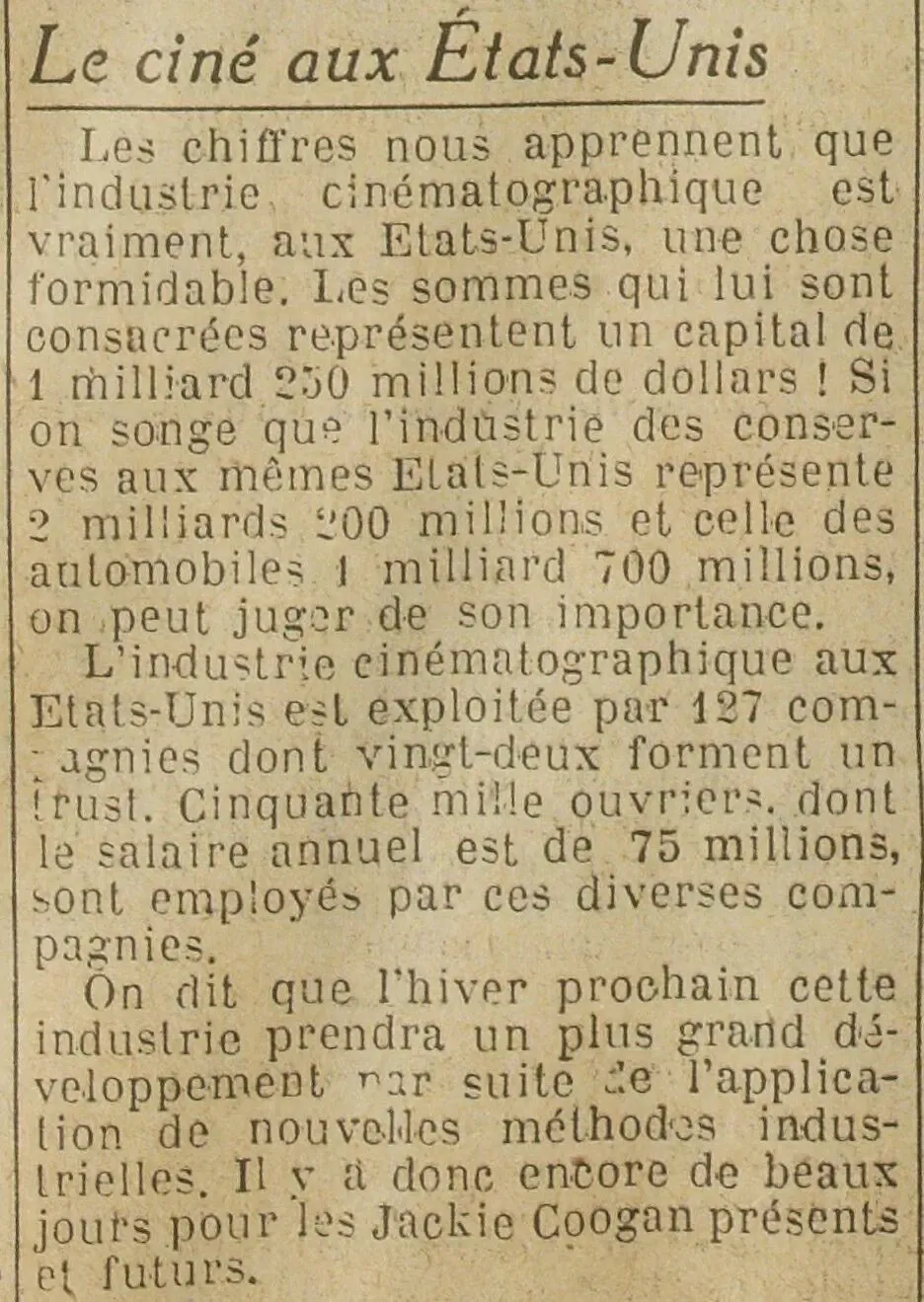  Le ciné aux États-Unis