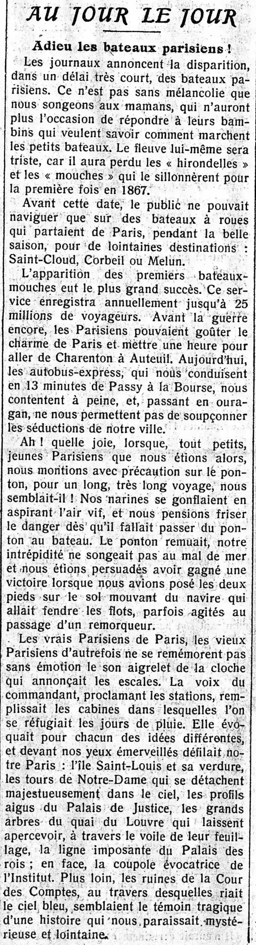 Adieu les bateaux parisiens