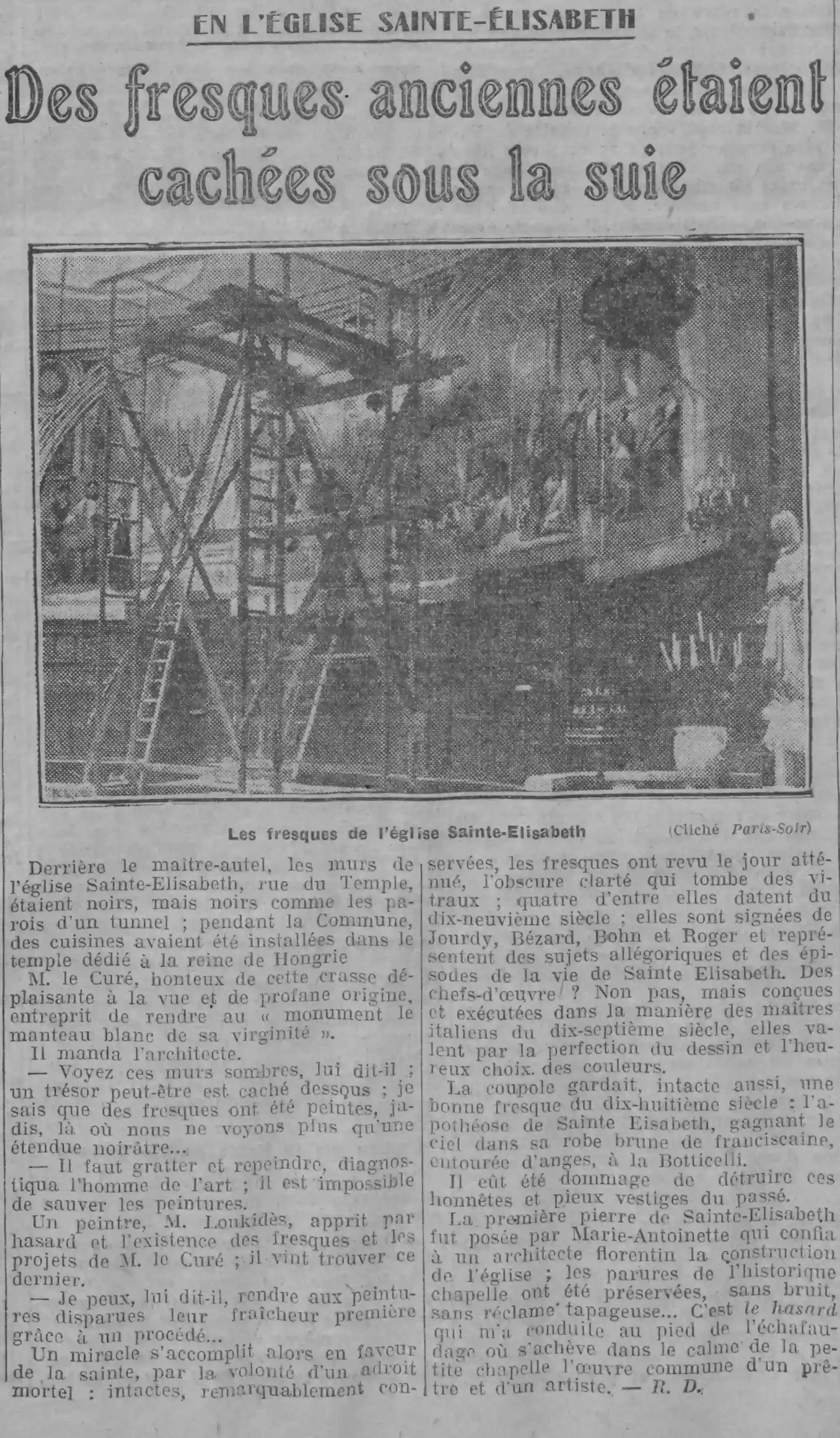 En l'église Sainte-Élisabeth, des fresques anciennes étaient cachées sous la suie