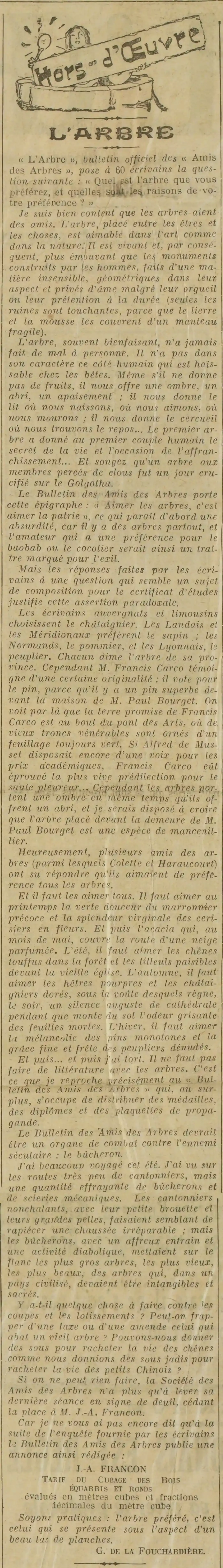L'arbre, même s'il ne donne pas de fruits