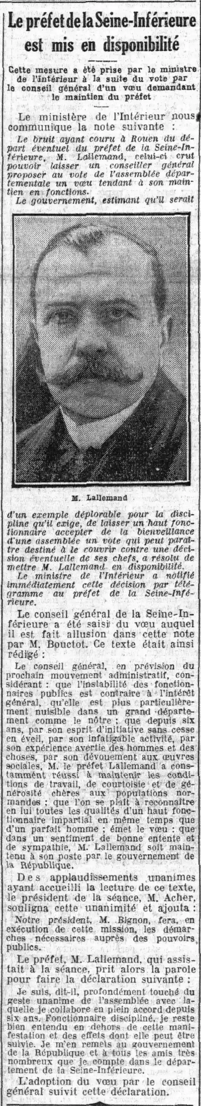 Prefect Lallemand is dismissed