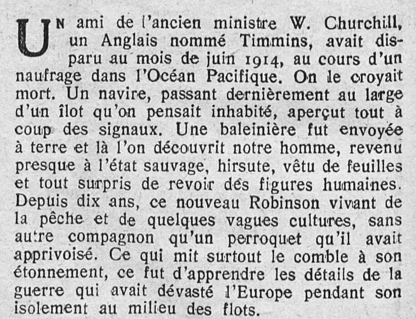  Les grands faits, quelques précisions sur le Robinson 