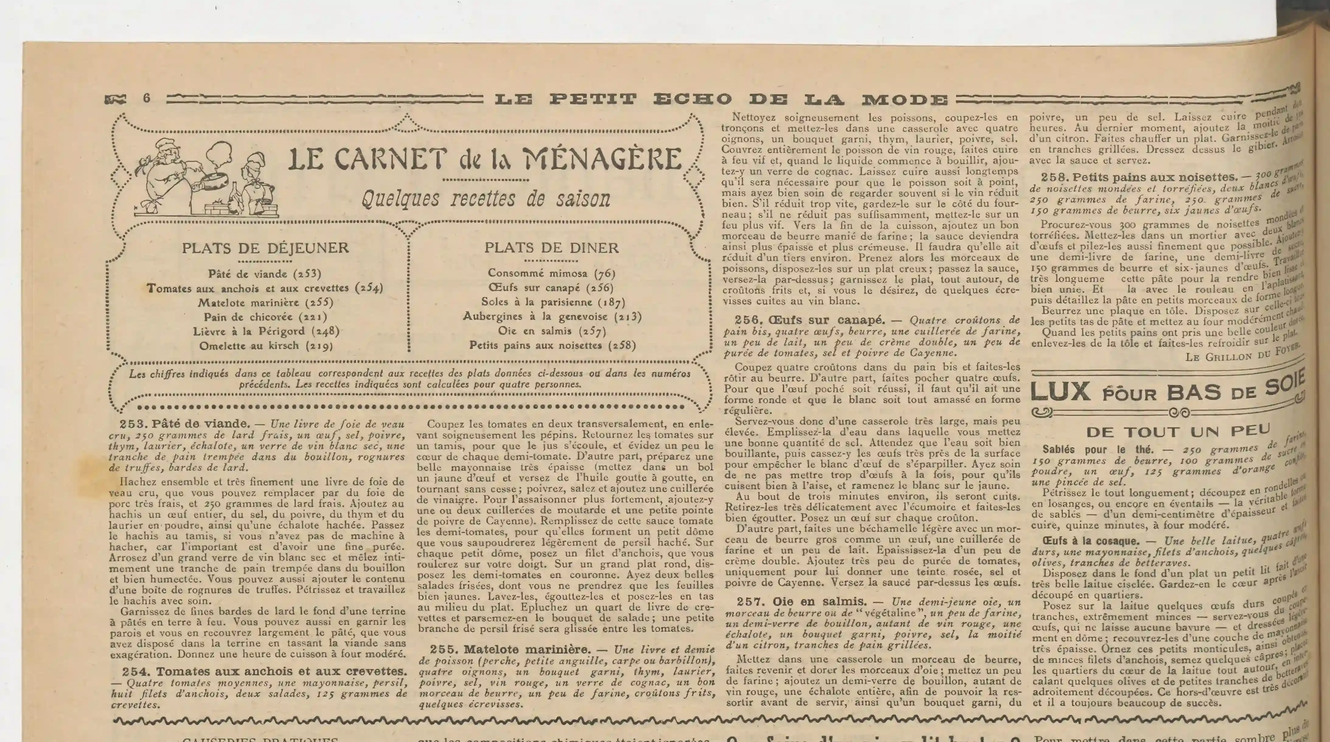 The housewife's weekly notebook menus and recipes