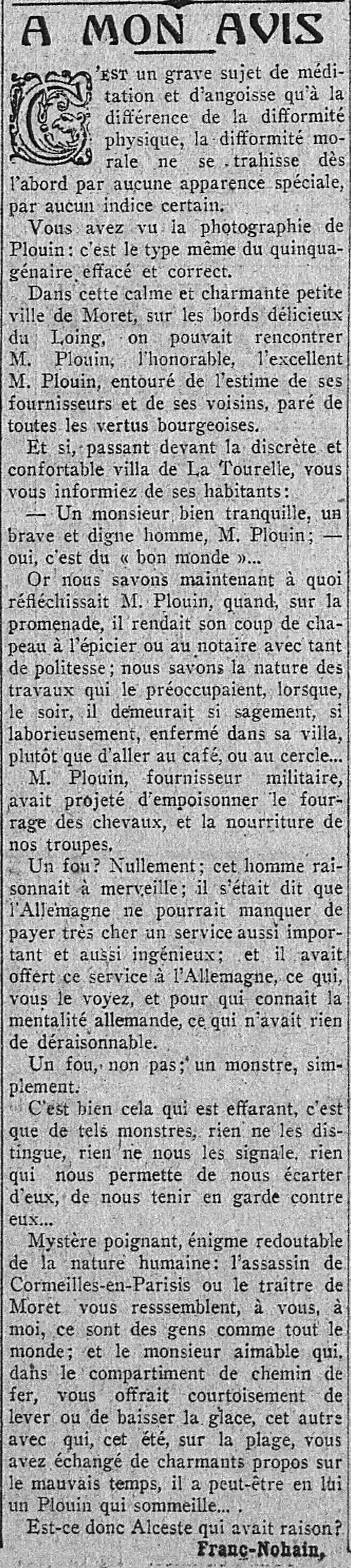 L'affaire Plouin relatée par Franc-Nohain