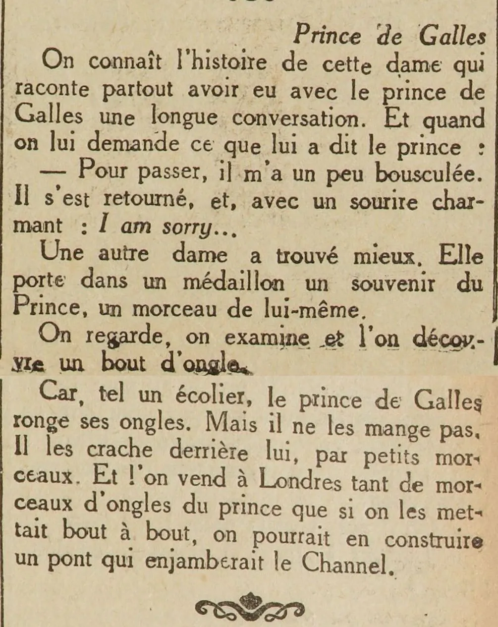 L'ongle du Prince de Galles