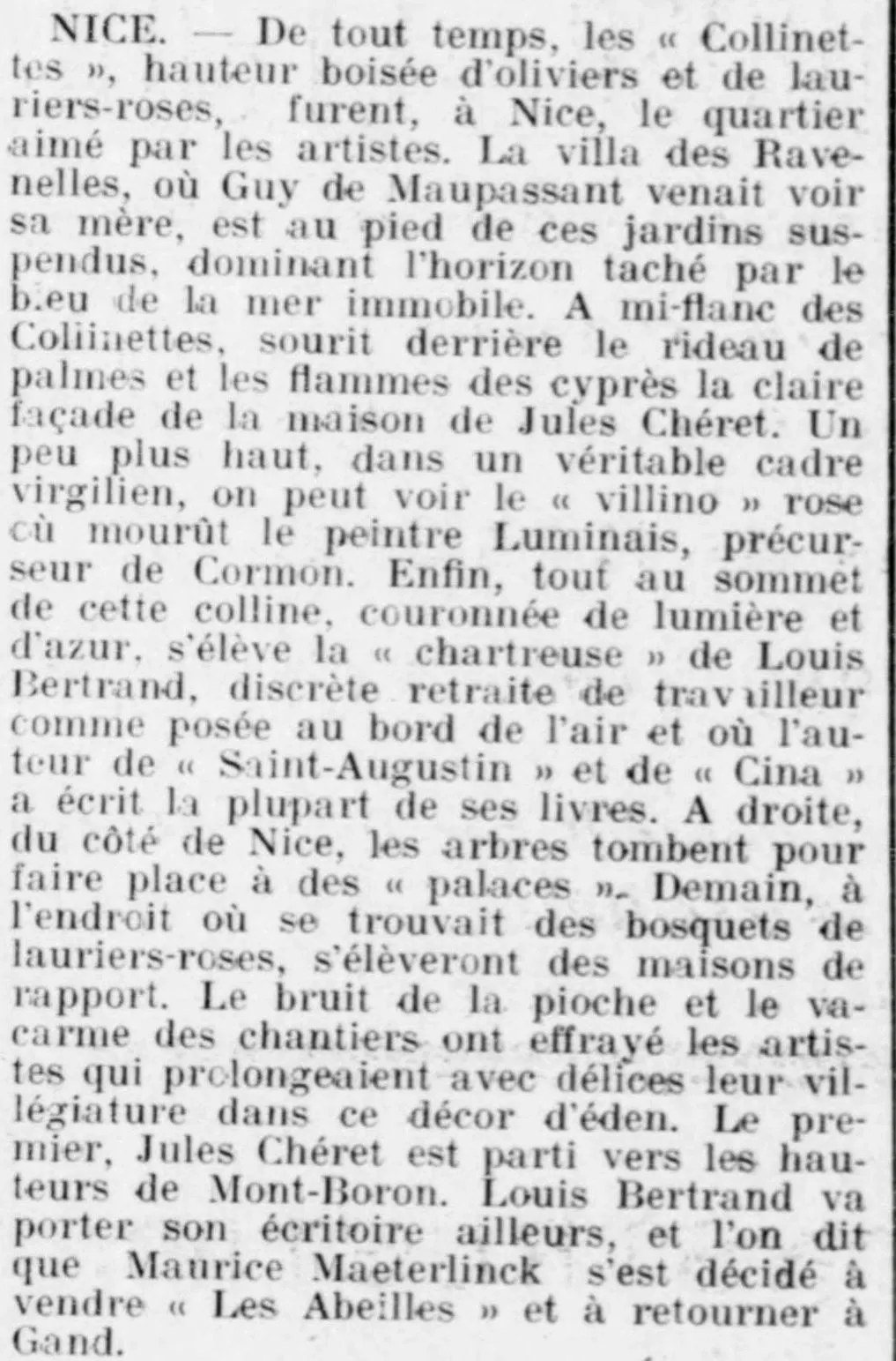 some news from Nice "les Collinettes