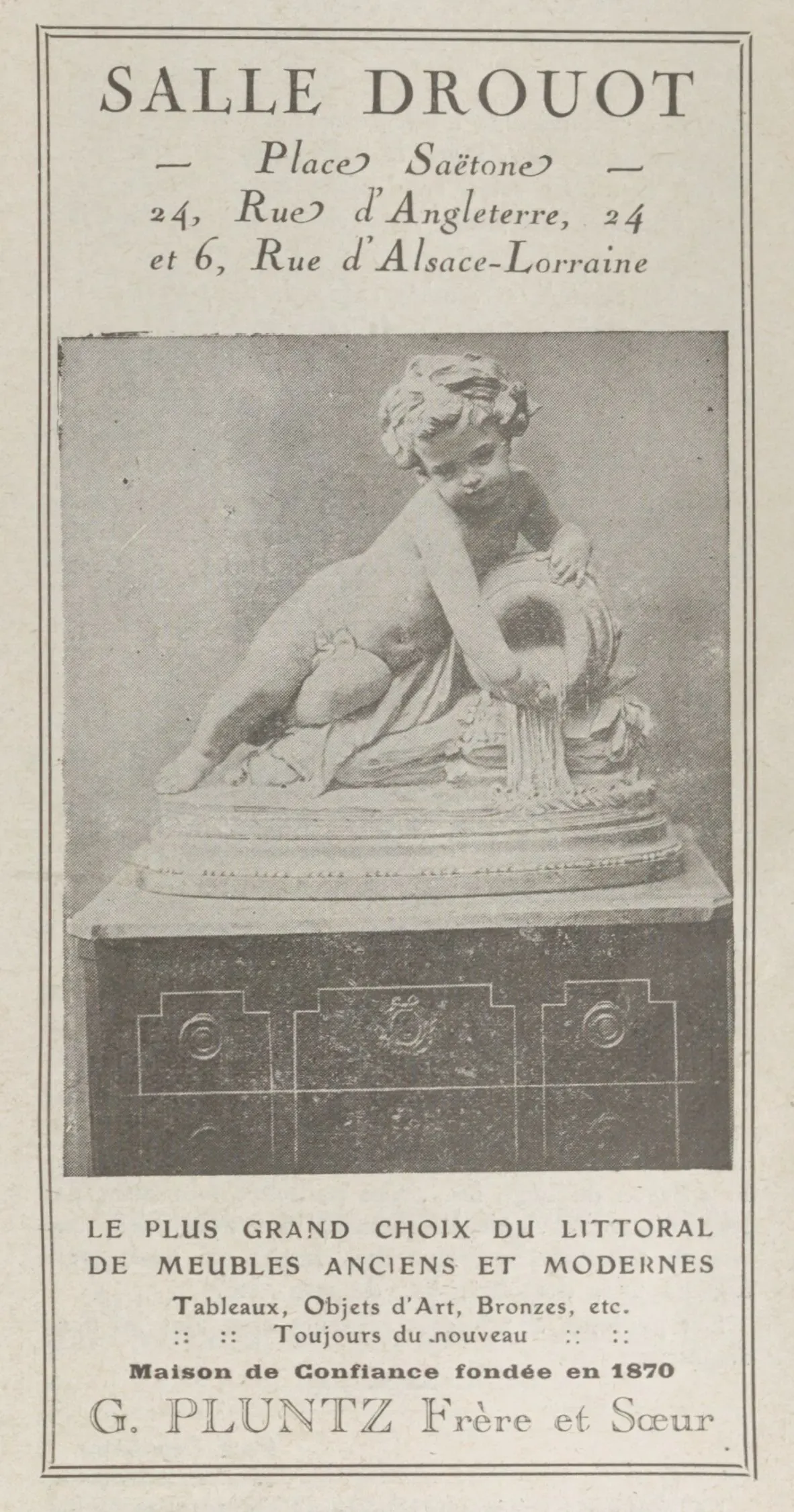 A small advertisement for the Salle Drouot,