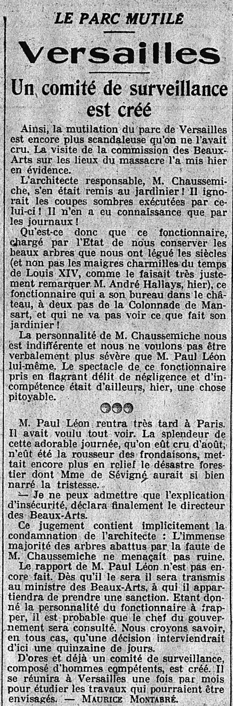 Le parc de Versailles saccagé