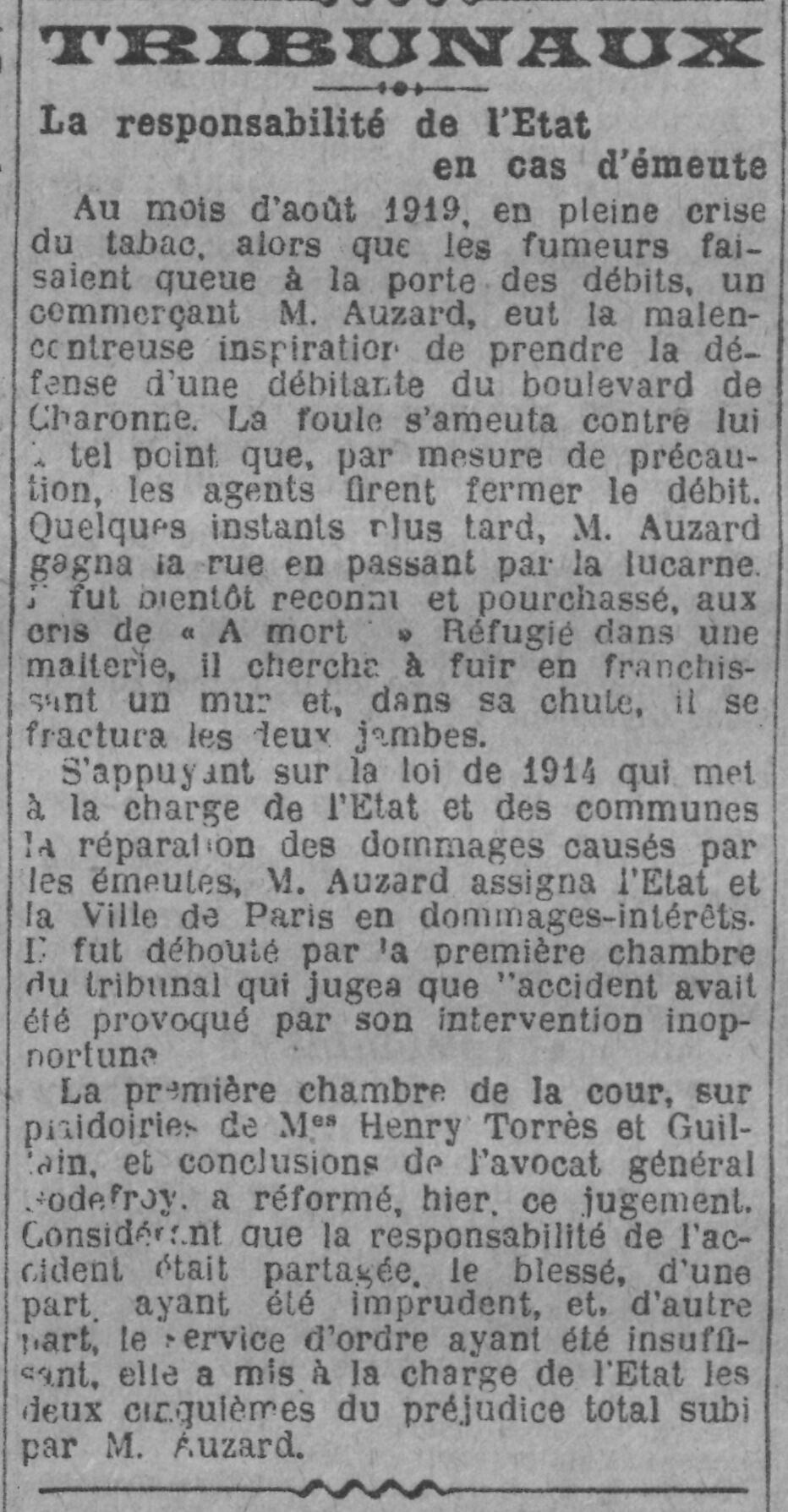 Tribunaux : la responsabilité de l'État