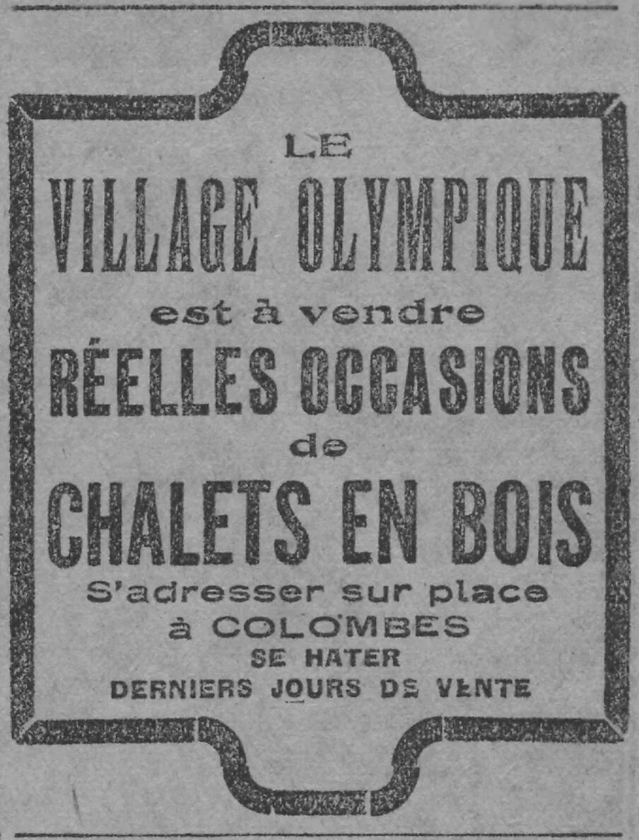 Le village olympique est à vendre