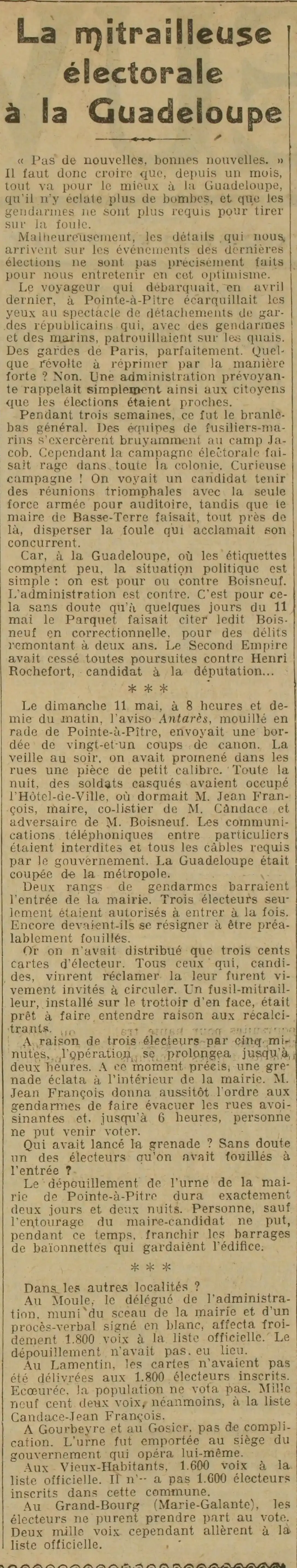 Electoral machine gun in Guadeloupe