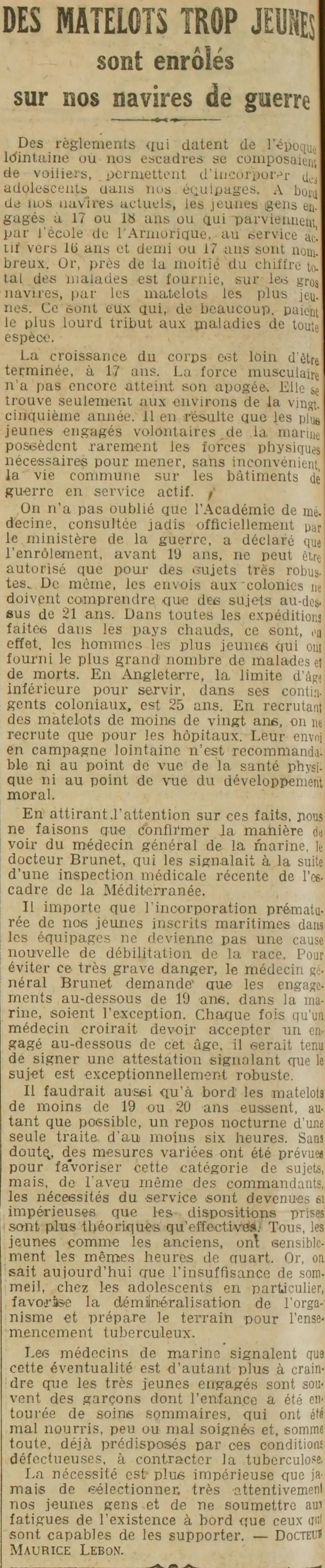 Too young sailors are enlisted 