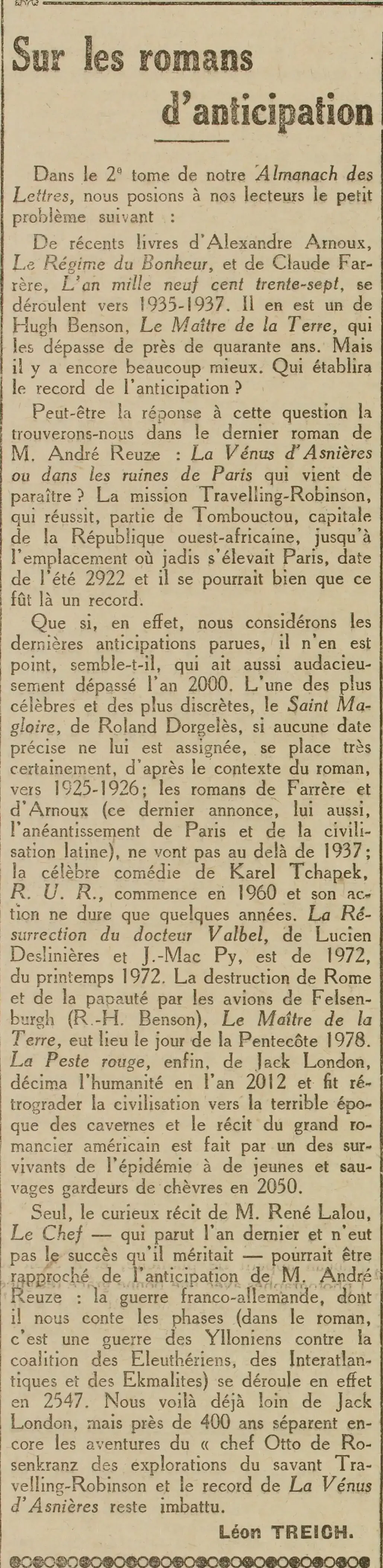 On anticipation novels