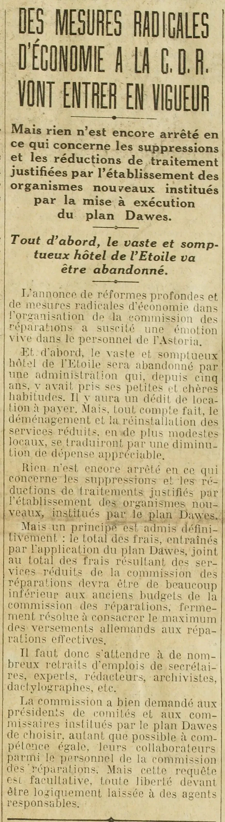 Mesures radicales d'économie et réformes profondes à la CDR