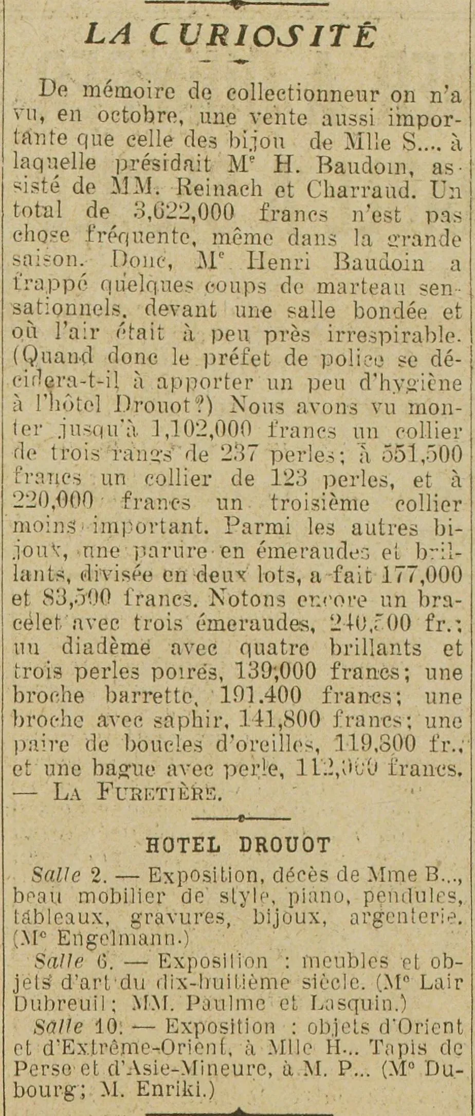 Les curiosités sont à l'hôtel Drouot