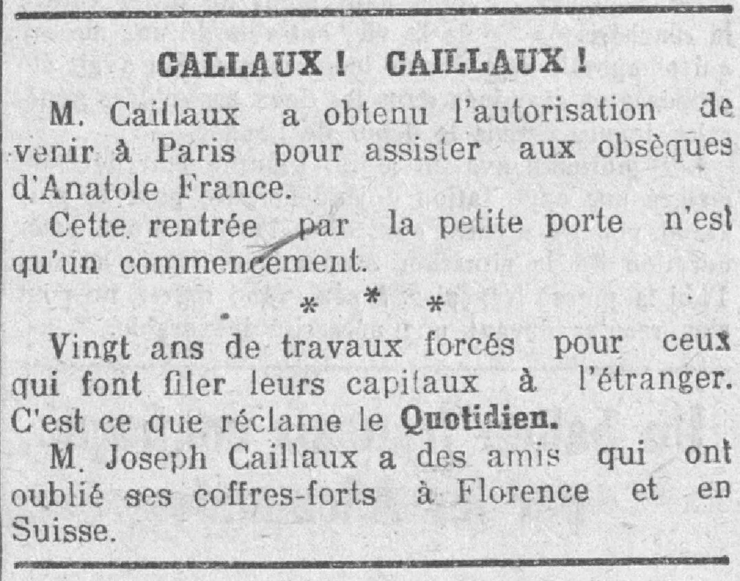 Callaux ! Caillaux ! Joseph Caillaux