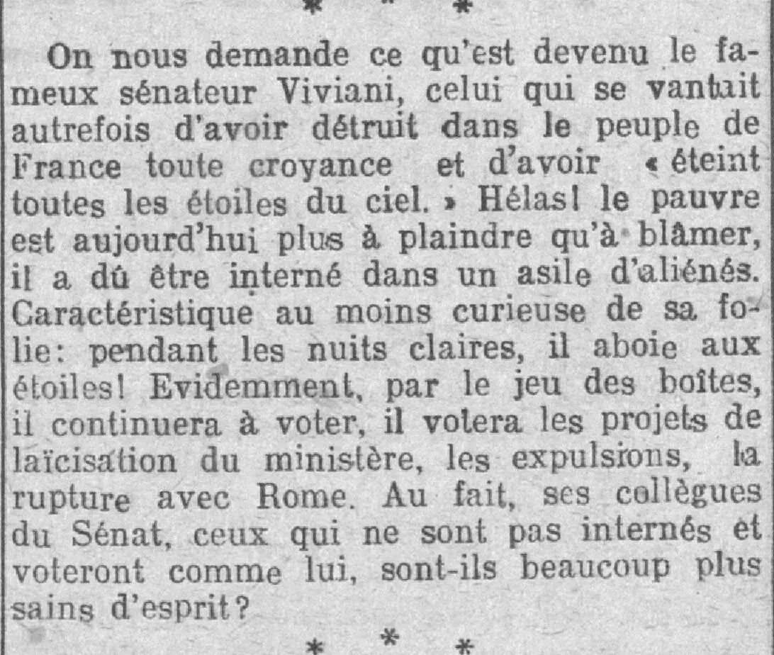 Qu'est devenu le sénateur Viviani 
