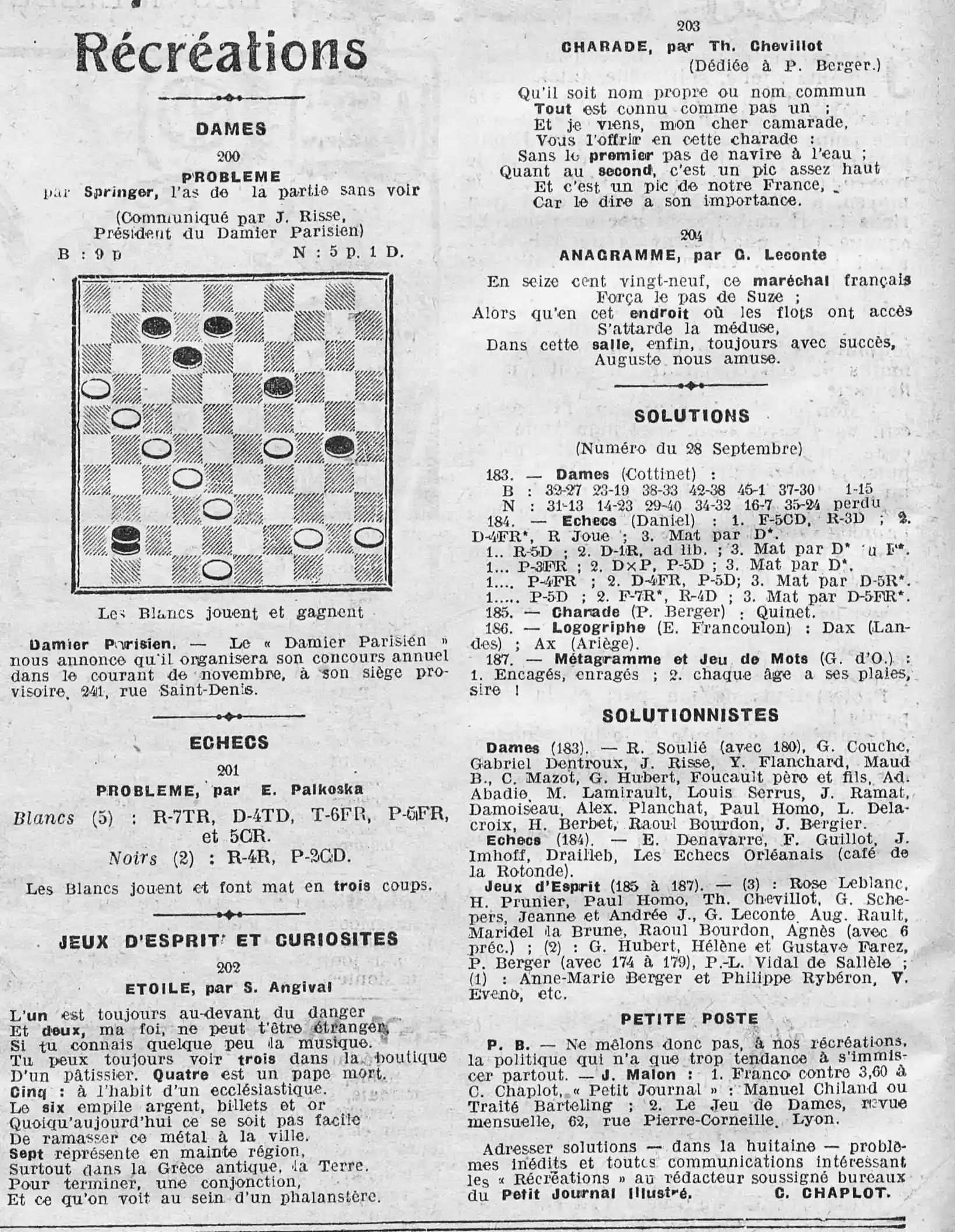 Les récréations hebdomadaires de La Bignole