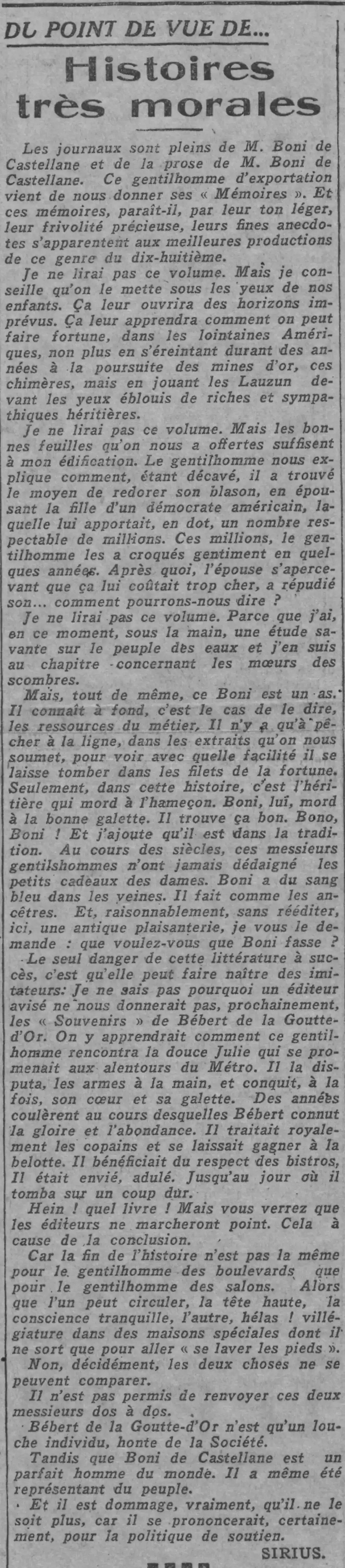 M. Boni de Castellane and the prose of M. Boni de Castellane