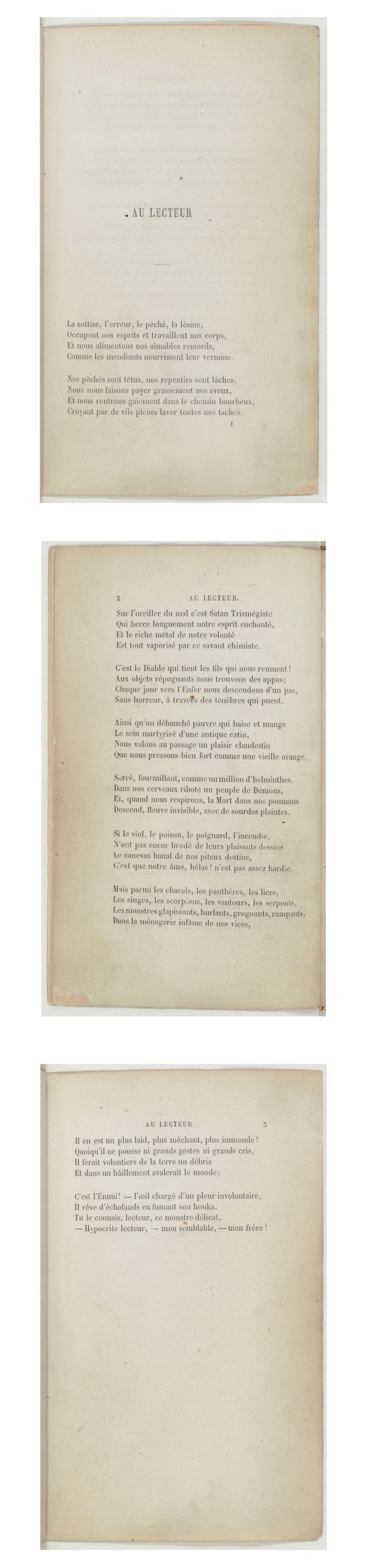 Charles  Baudelaire "The Flowers of Evil" To The Reader - "les Fleurs du Mal" Au Lecteur