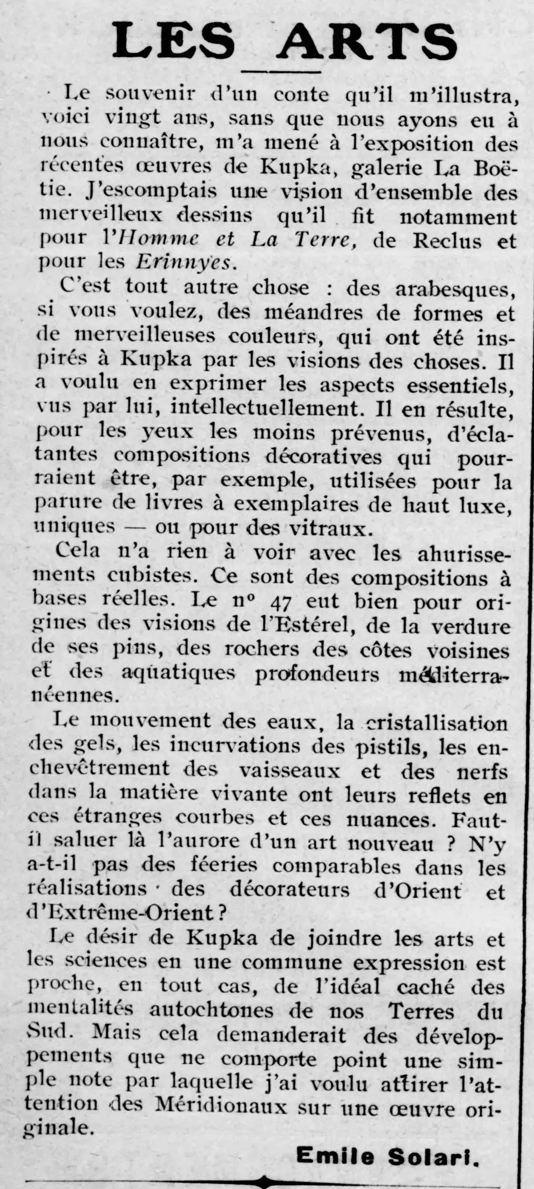 The arts, Kupka at the La Boétie gallery