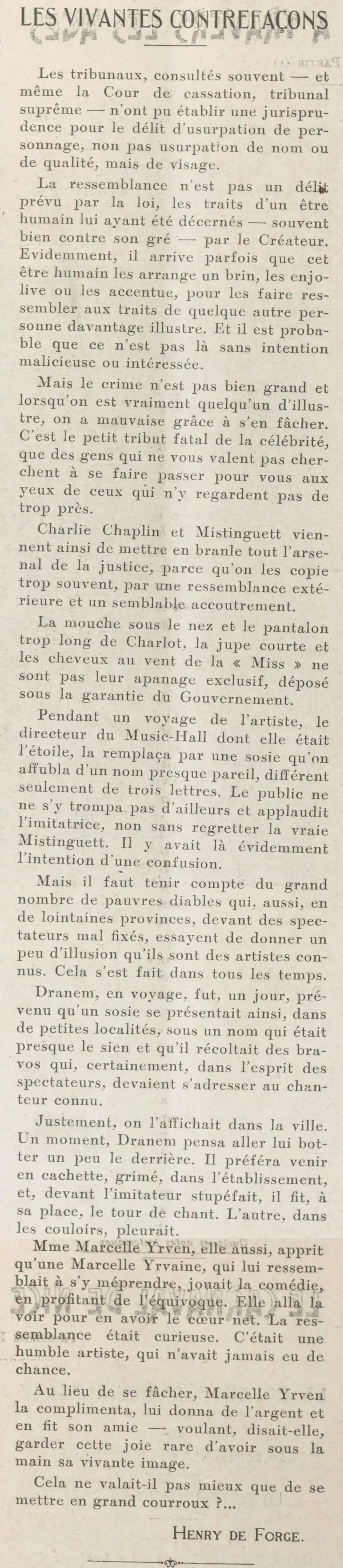 Les vivantes contrefaçons