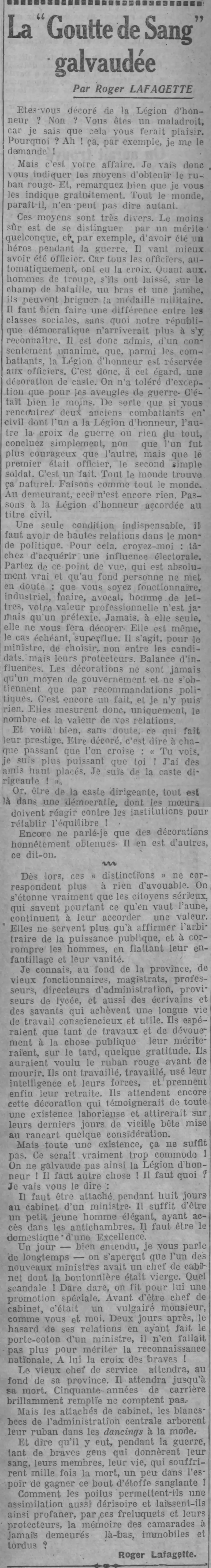 La Goutte de Sang galvaudée