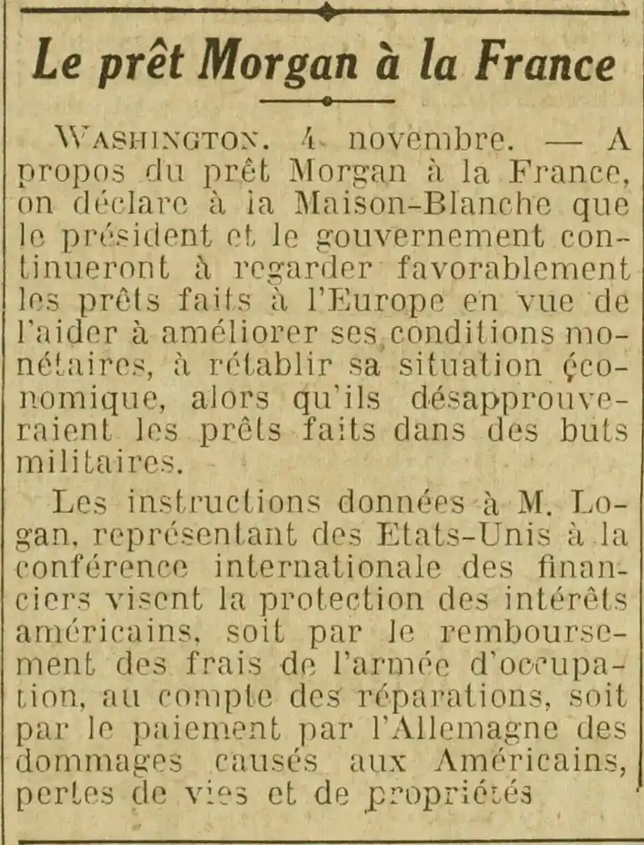  Excelsior 1924 11 05 The Morgan loan to France
