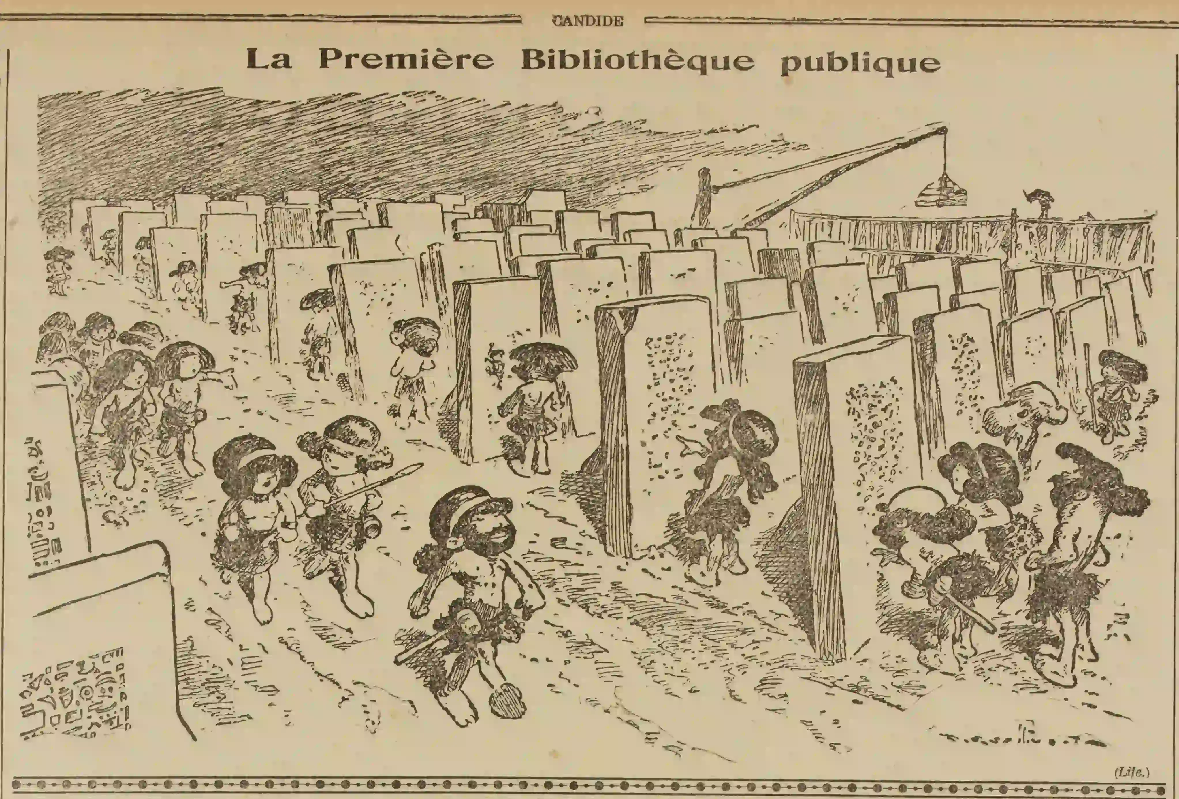  Candide 1924 11 09 La première bibliothèque publique dessin humour
