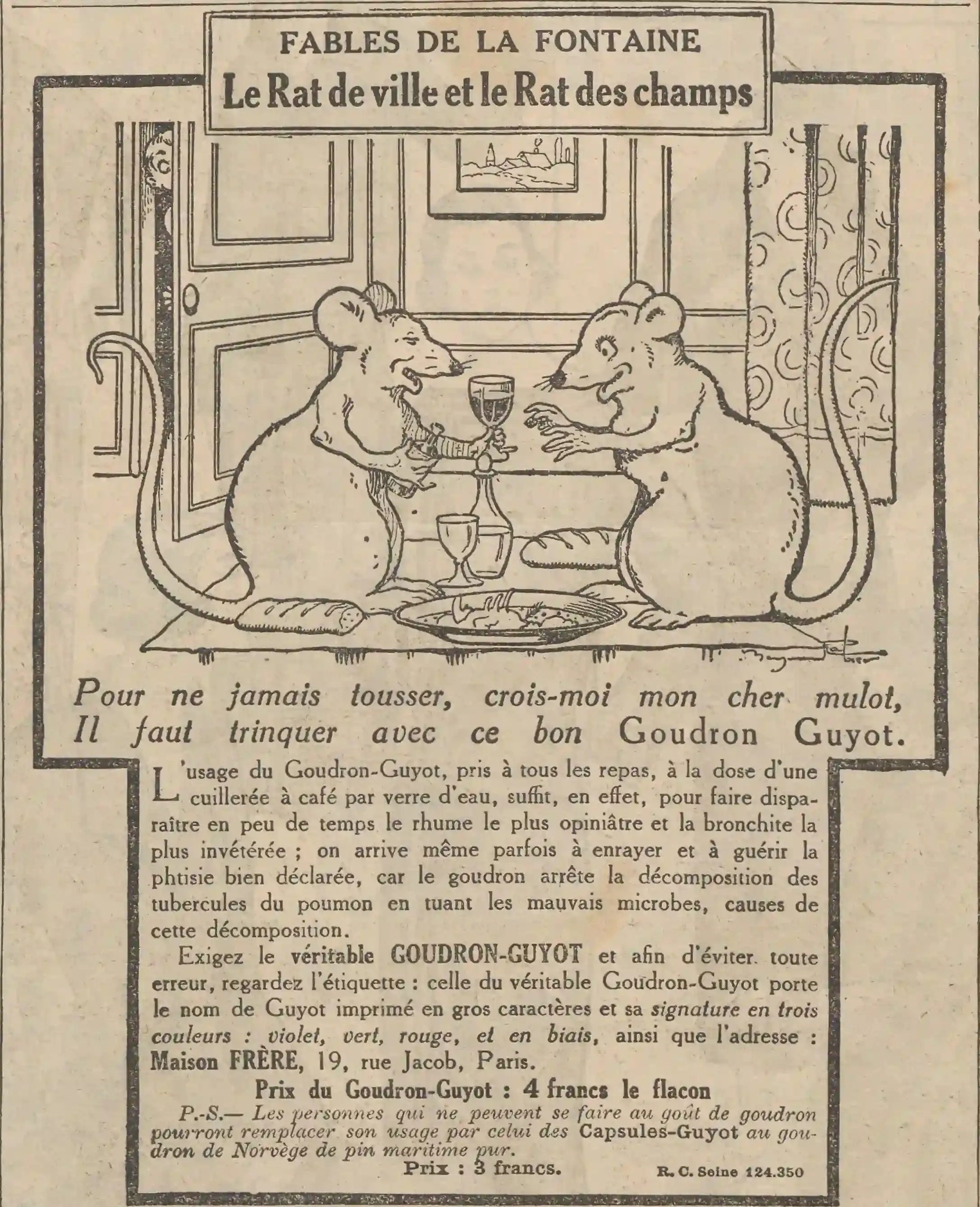  Le Petit écho de la mode 1924 11 09 fable the city rat and the country rat sponsored by goudron Guyot