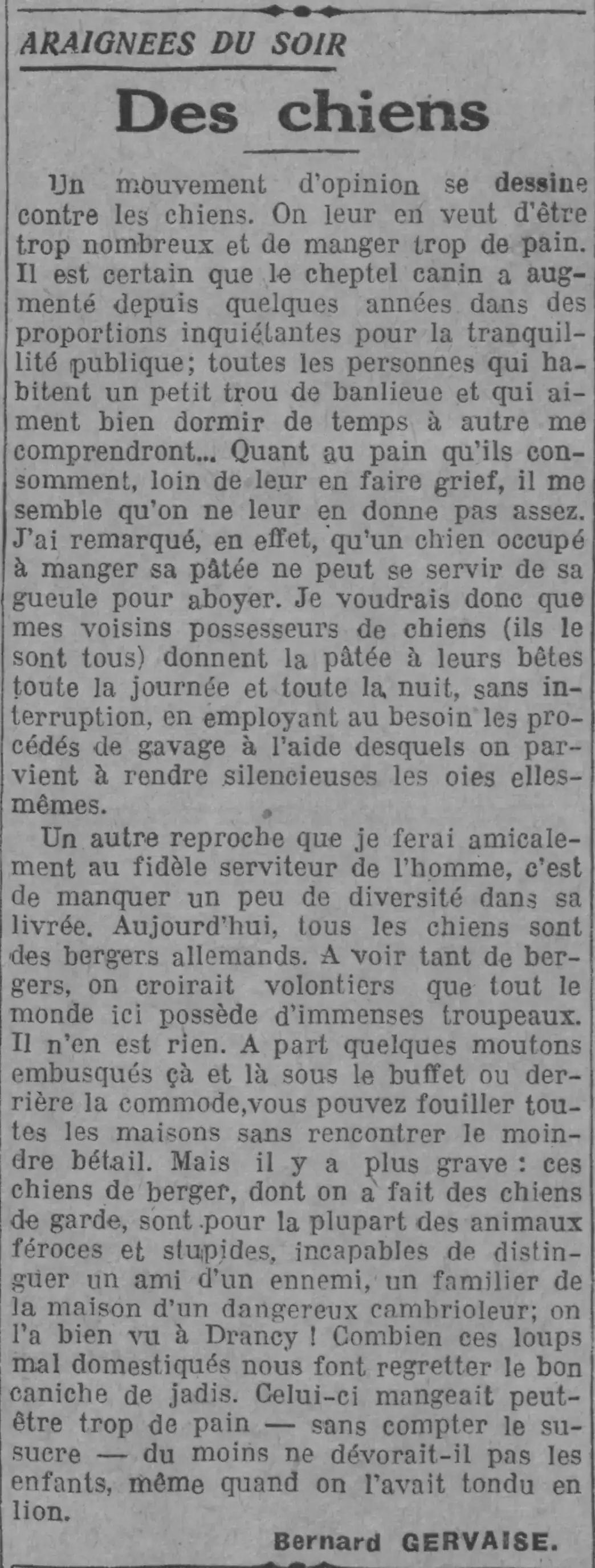 Z Paris soir 1924 11 11 Today, all dogs are German Shepherds