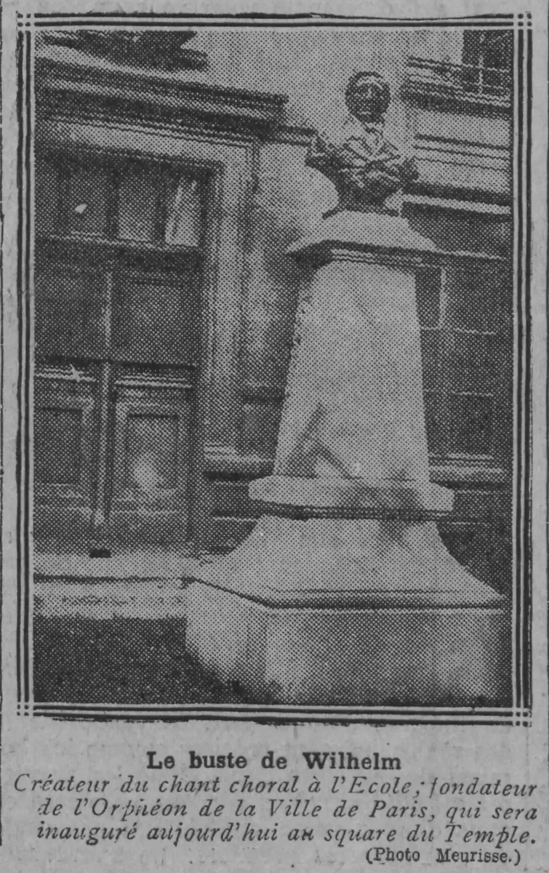  Comoedia 19224 11 16 Le buste de Wilhelm en photo. Il sera inauguré ce jour au square du Temple dans le 3 ème arrondissement de Paris 