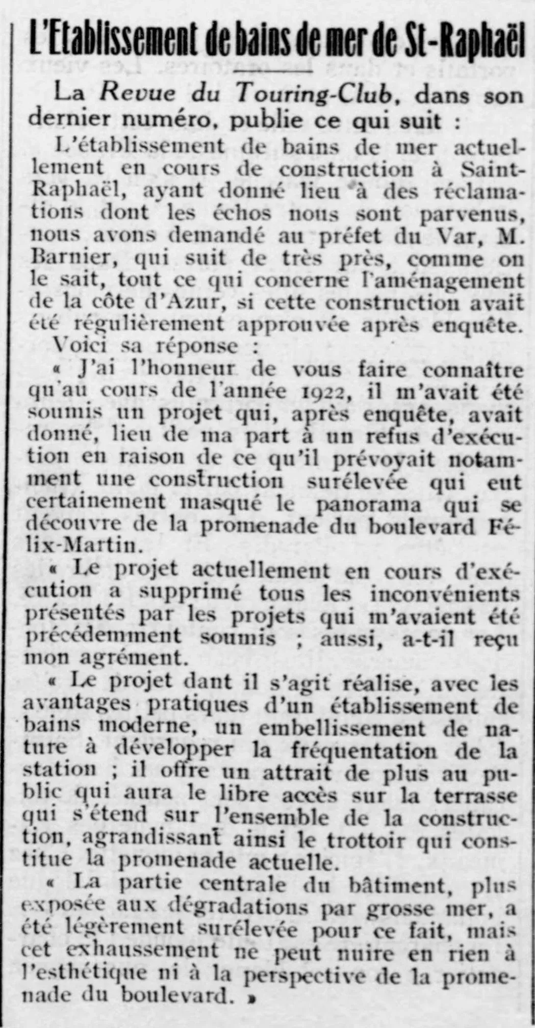   Le Provençal de Paris 1924 11 16 The Saint-Raphaël sea bathing establishment